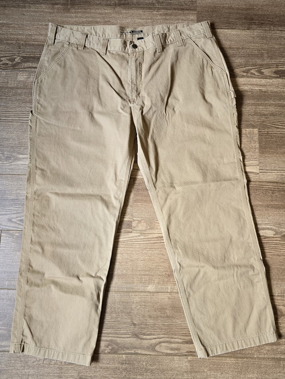 Carhartt Pants Mens 46x30 Khaki B324 Washed Twill Dungaree Relaxed Carpenter